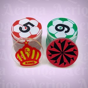Biji Karambol Set Plastik Motif Karakter - Koin Pion Carrom Board Licin (Lengkap Raja)