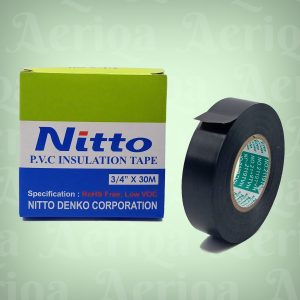 Isolasi Listrik Nitto 3/4 Inch x 30 Meter - Lakban Kabel Hitam PVC Insulation Tape Premium (Original)