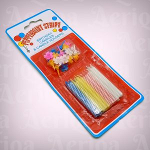 Lilin Ulang Tahun Spiral Warna Warni - Peppermint Stripe Birthday Candles + Tatakan (Isi 24 Pcs)